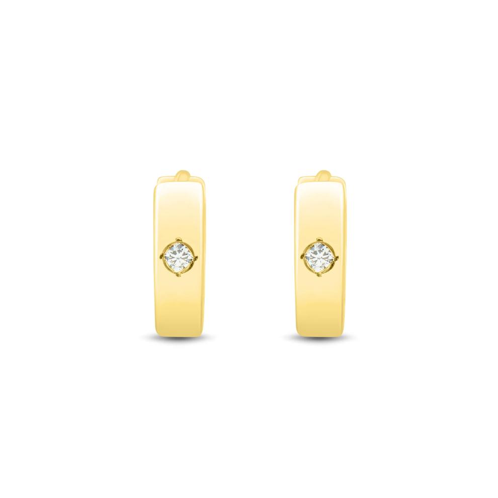 Lab Grown Diamond Accent Huggie Hoop Earrings in Vermeil, 9MM  – Image 2 of 2