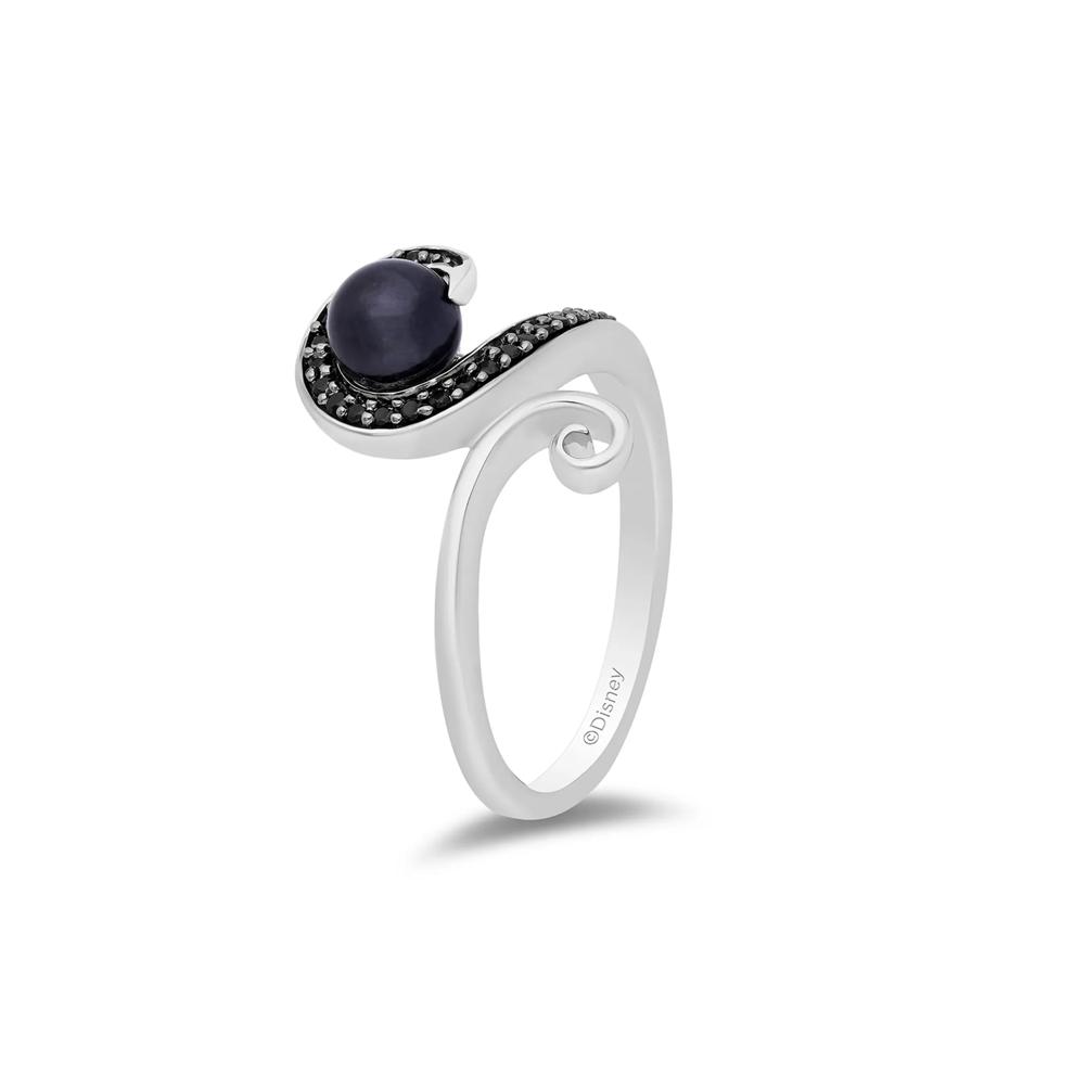 Ursula Black Diamond &amp; Pearl Ring in Black &amp; White Rhodium-Plated Sterling Silver (1/10 ct. tw.) – Image 3 of 4