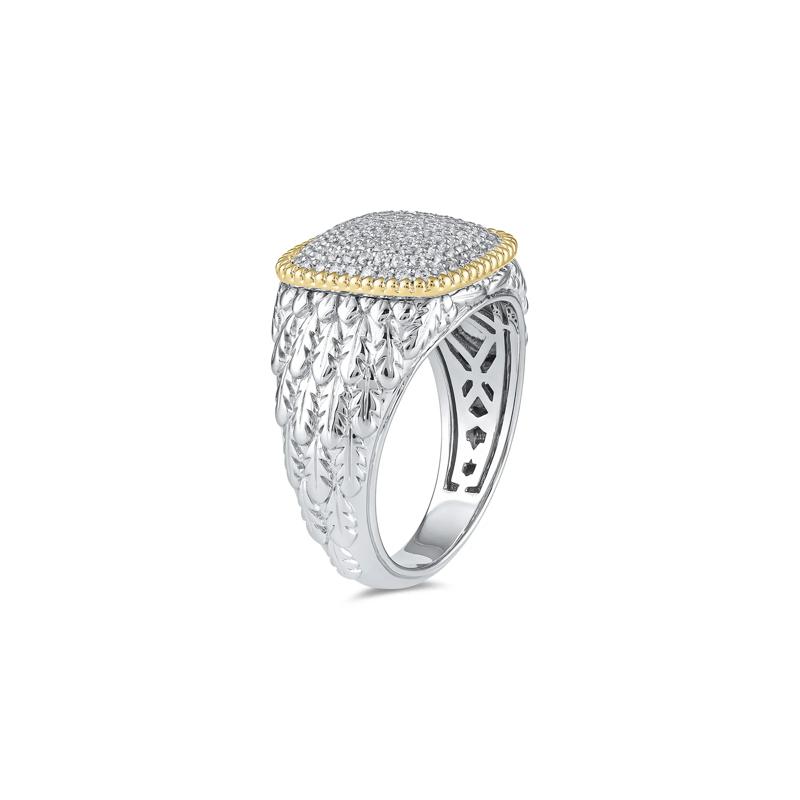 Men&#39;s Diamond Eagle Feather Ring in Sterling Silver and 10K Yellow Gold &#40;3/4 ct. tw.&#41; – Image 3 of 4