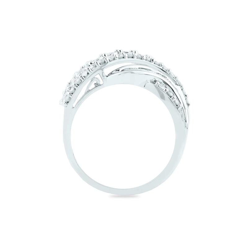 Round and Baguette Diamond Crossover Ring in 10K White Gold &#40;1 ct. tw.&#41; – Image 2 of 3