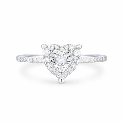 Diamond Illusion Heart Promise Ring in Sterling Silver (1/4 ct. tw.)