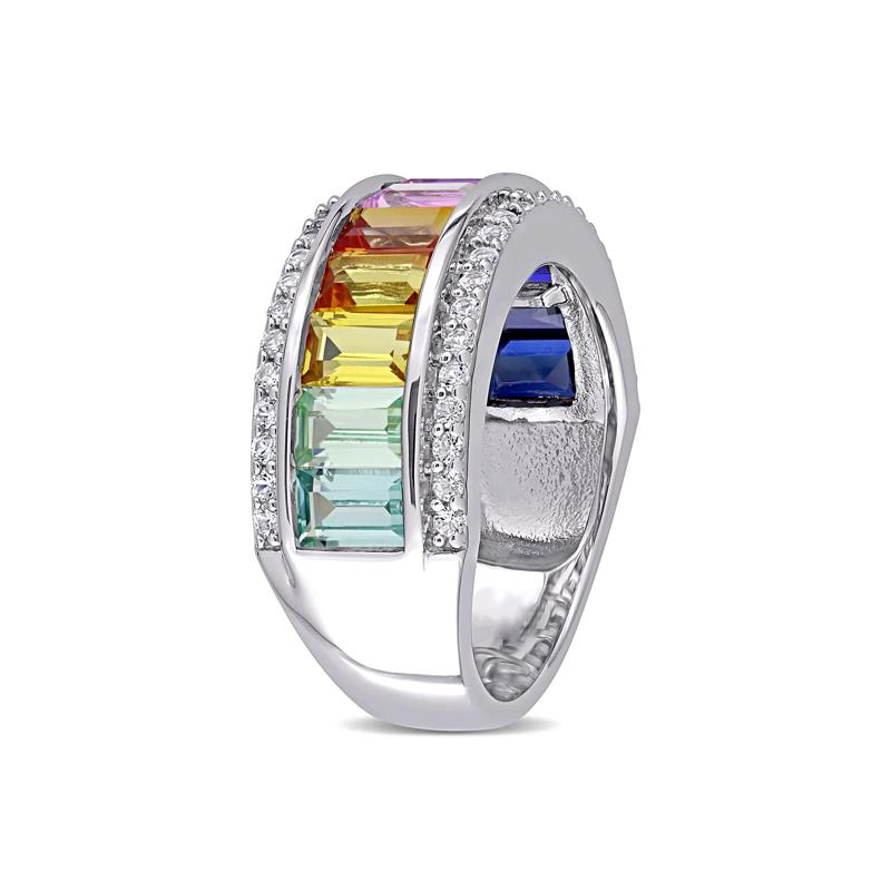 Lab Created Sapphire Spectrum Ring in Sterling Silver  – Image 3 of 7