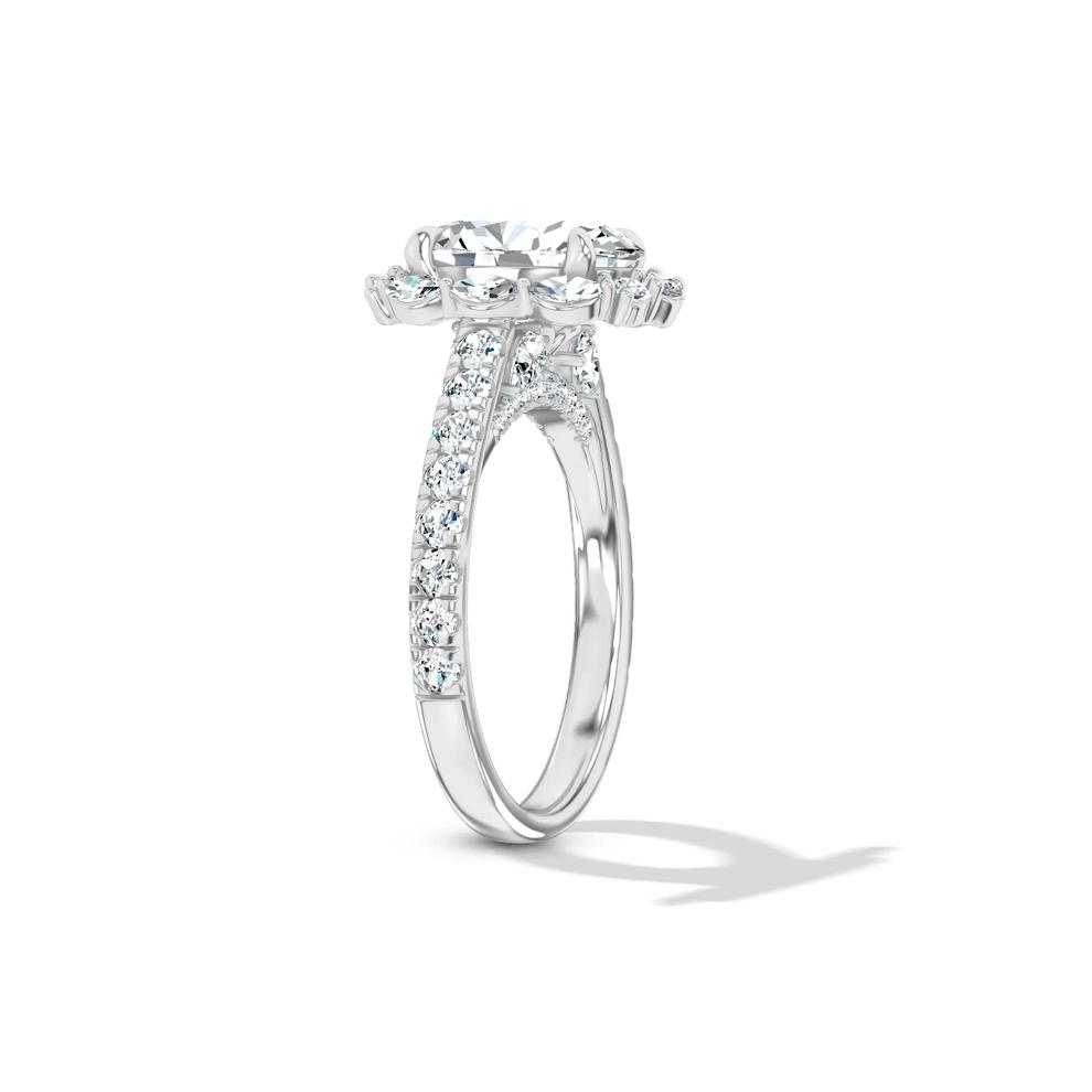 Lab Grown Diamond Oval Halo Engagement Ring in 14K White Gold (3 ct. tw.) – Image 3 of 4