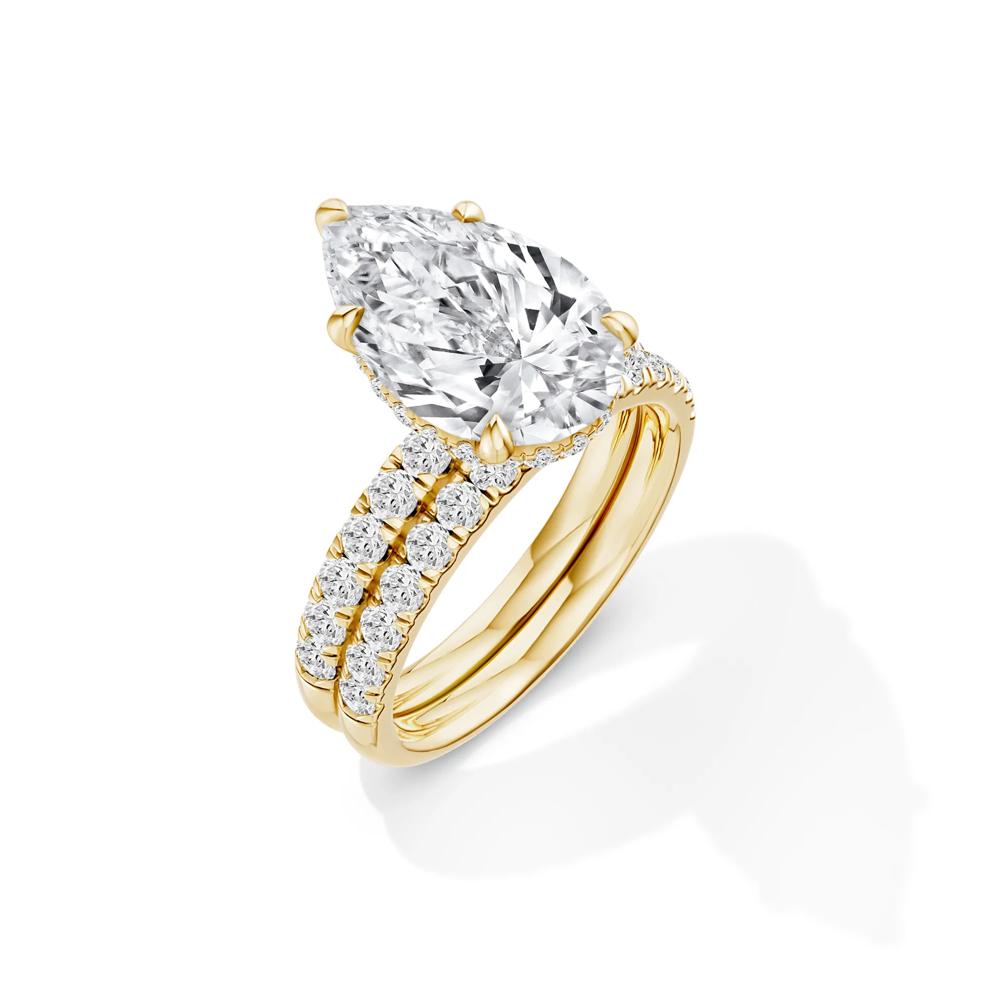 Lab Grown Diamond Pear-Shaped Bridal Set in 14K Yellow Gold (5 ct. tw.) – Image 2 of 6