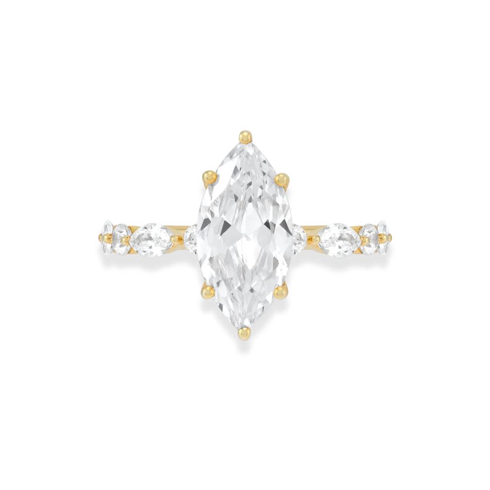 Lab Grown Marquise Diamond Engagement Ring in 14K Yellow Gold (3 1/8 ct. tw.) – Image 1 of 4