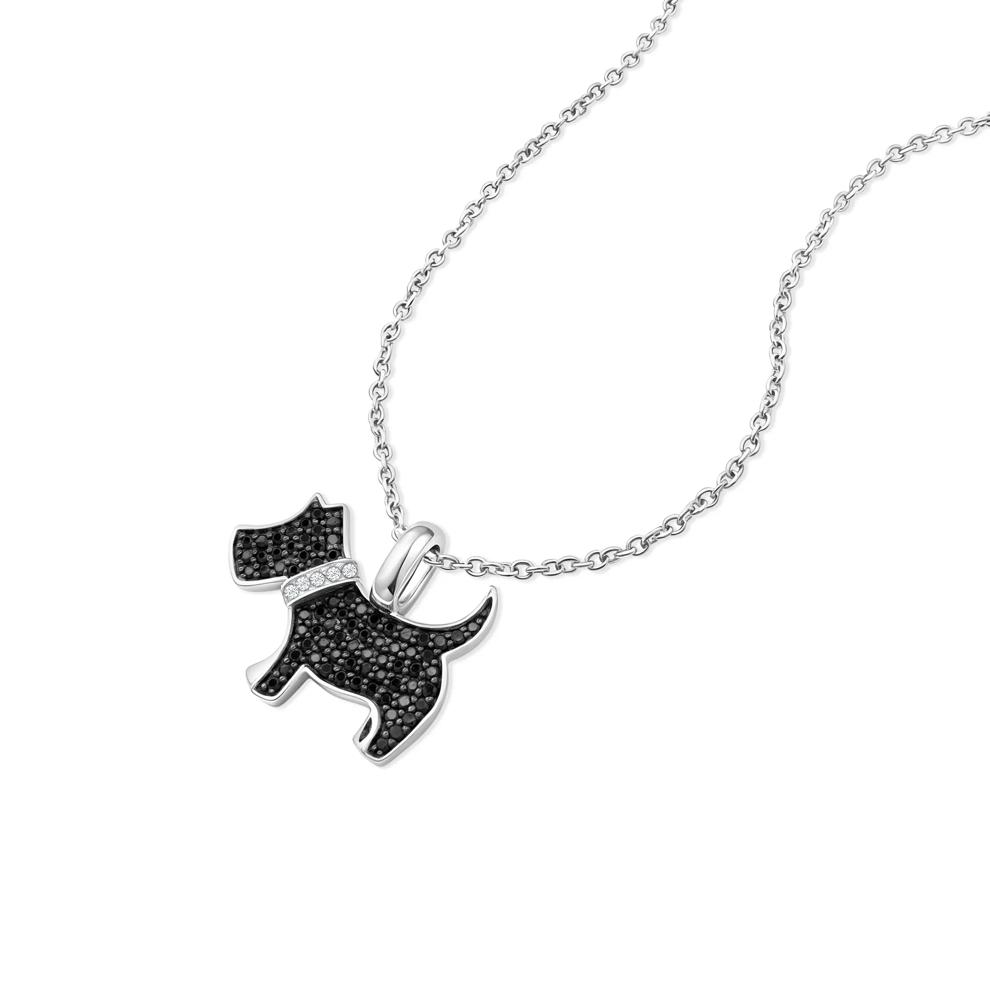 Black &amp; White Diamond Schnauzer Pendant in Sterling Silver (1/4 ct. tw.) – Image 4 of 4