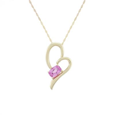 Lab-Created Pink Sapphire Heart Pendant in 10K Yellow Gold