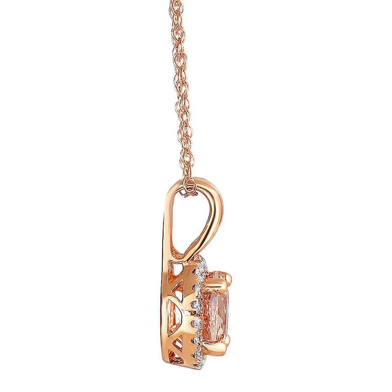 Morganite &amp; 1/10 ct. tw. Diamond Pendant in 10K Rose Gold – Image 2 of 3