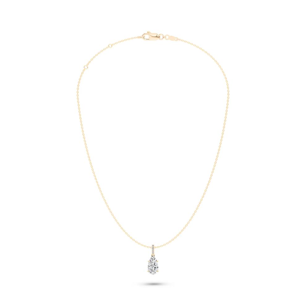 Lab Grown Diamond Pear-Shaped Drop Pendant Necklace in 14K Yellow Gold (3 ct. tw.) – Image 3 of 4