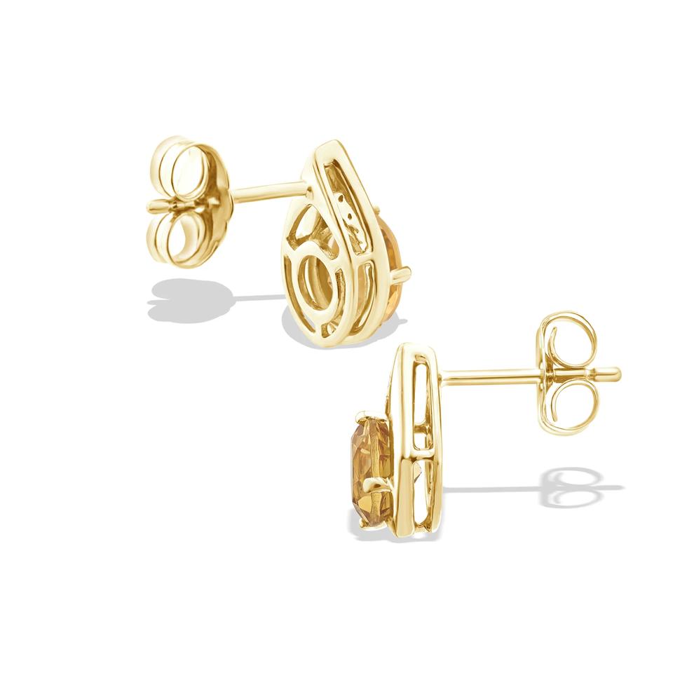 Citrine &amp; Diamond Accent Stud Earrings in 10K Yellow Gold – Image 2 of 2