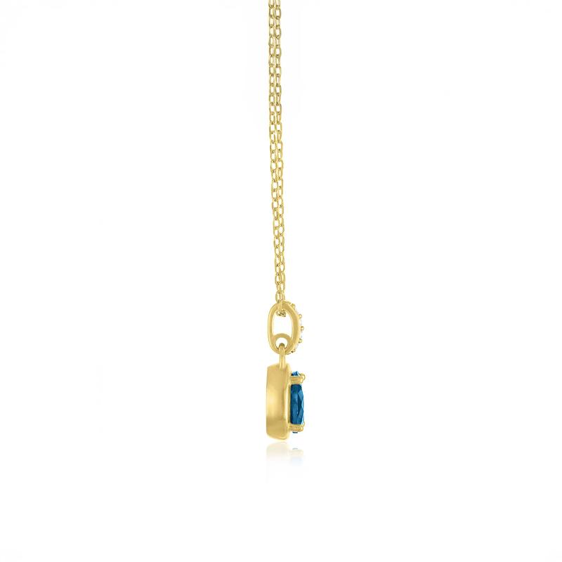 London Blue Topaz &amp; Lab-Created White Sapphire Pendant Necklace in Vermeil – Image 2 of 3
