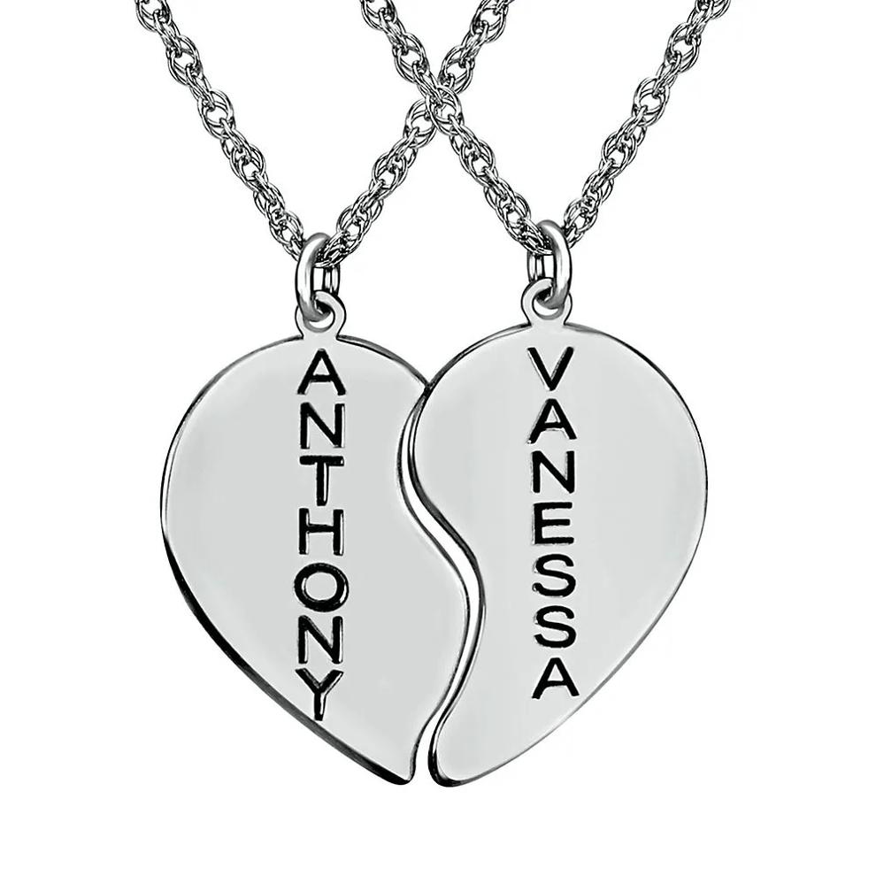 Personalized Heart Couples Pendant in Sterling Silver – Image 1 of 1