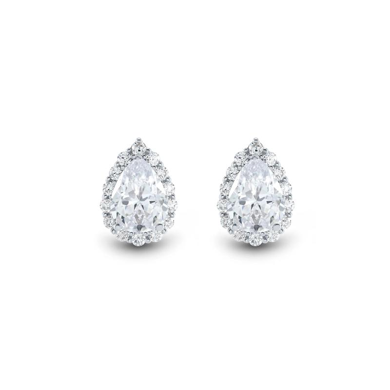 Lab Grown Diamond Pear-Shaped Halo Earrings in 10K White Gold &#40;2 ct. tw.&#41; – Image 2 of 2