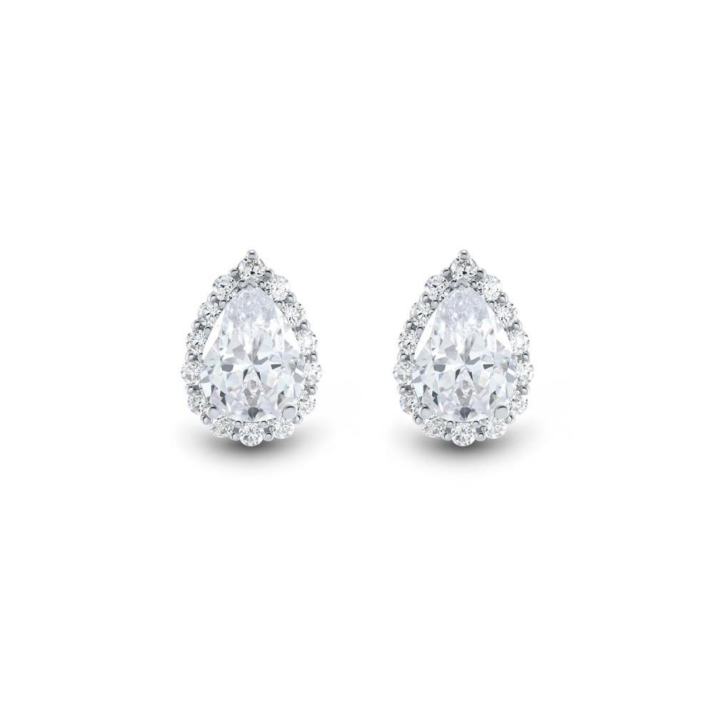 Lab Grown Diamond Pear-Shaped Halo Earrings in 10K White Gold (2 ct. tw.) – Image 2 of 2