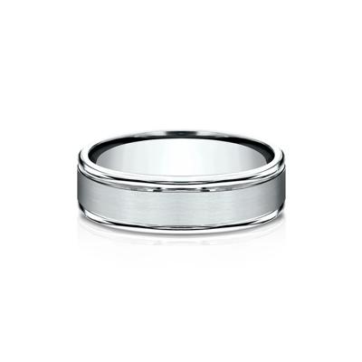 Men’s Satin Wedding Band in 14K Gold or Platinum, 6MM