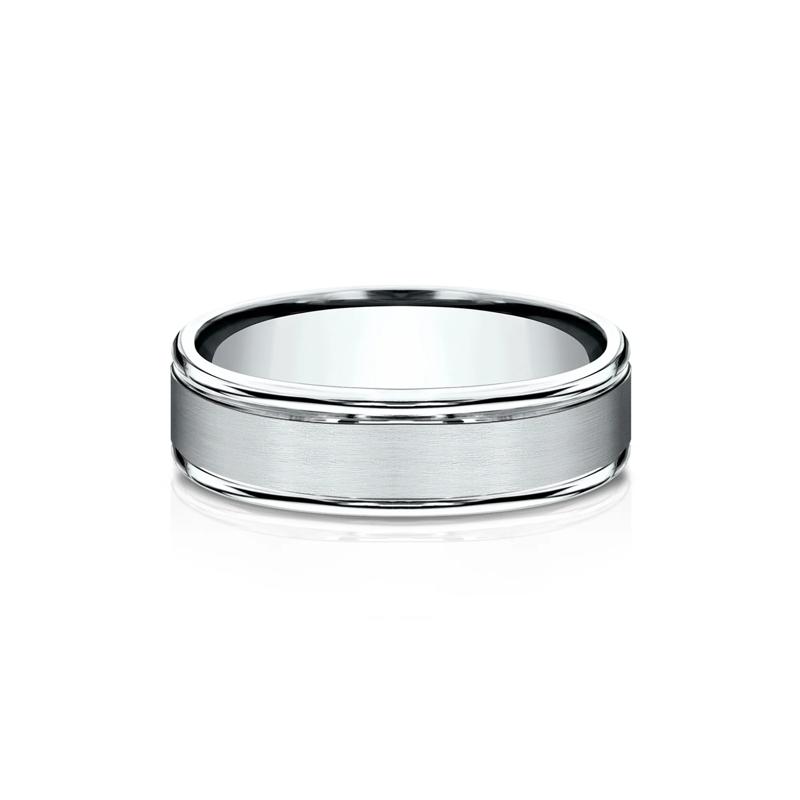 Men&rsquo;s Satin Wedding Band in 14K White Gold, 6MM – Image 1 of 3