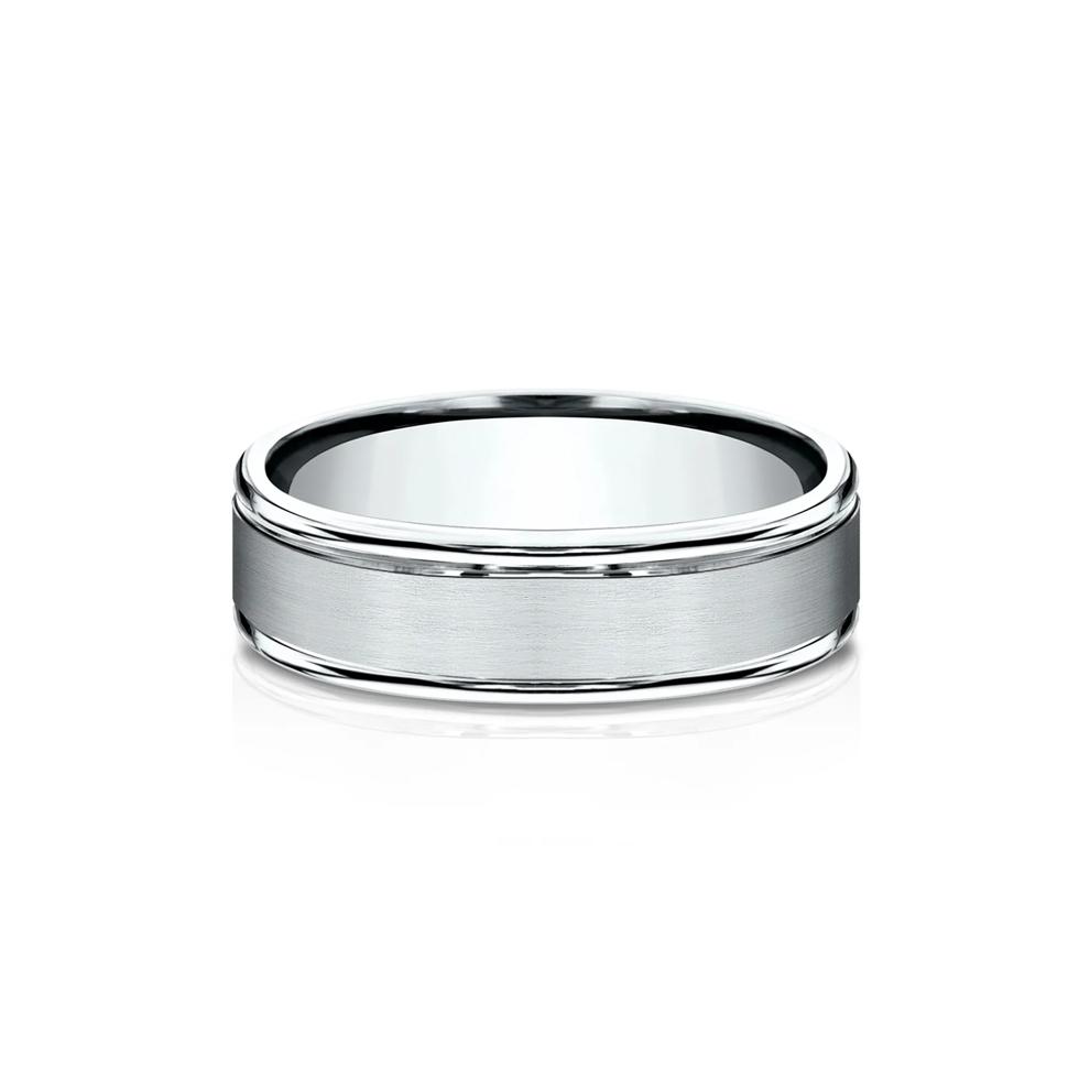 Men&rsquo;s Satin Wedding Band in 14K White Gold, 6MM – Image 1 of 3