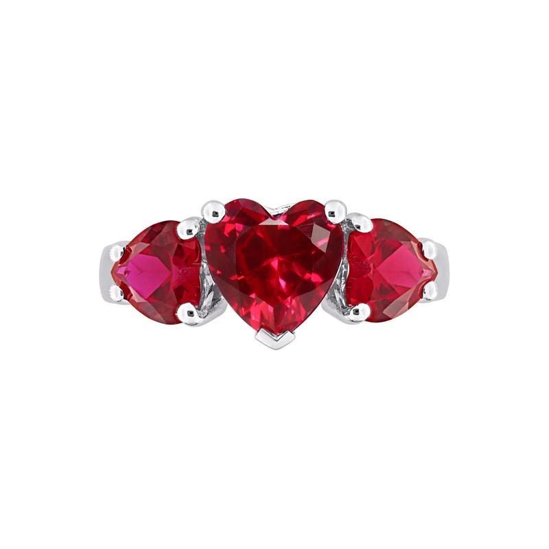 Lab-Created Ruby Heart Ring in Sterling Silver – Image 1 of 6