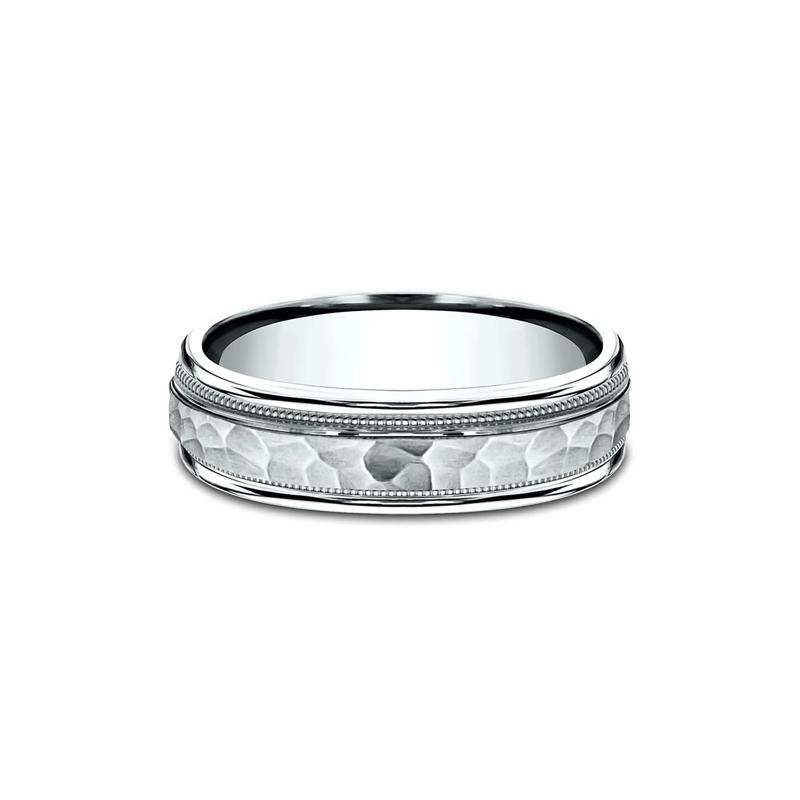 Men's Hammer Finish Band in 10K White Gold, 6MM – Image 1 of 3