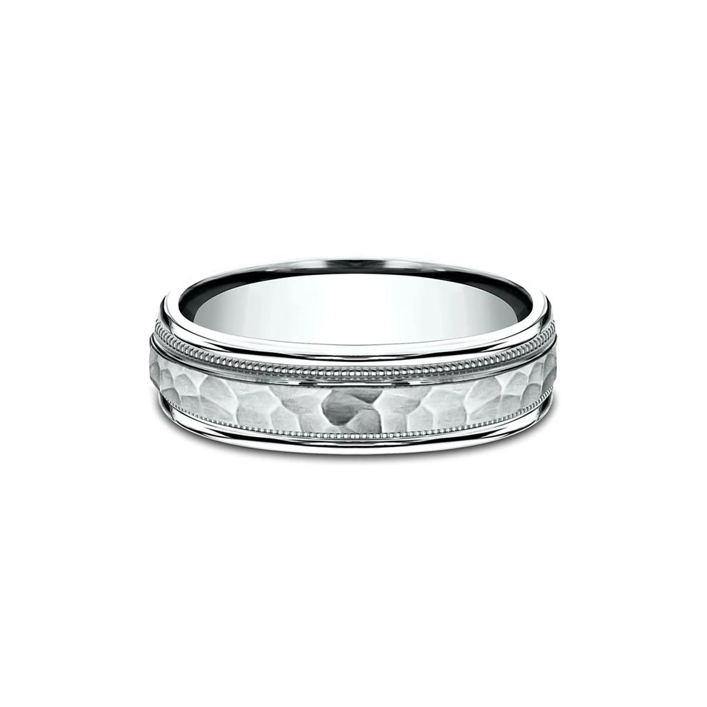 Men's Hammer Finish Band in 10K White Gold, 6MM – Image 1 of 3