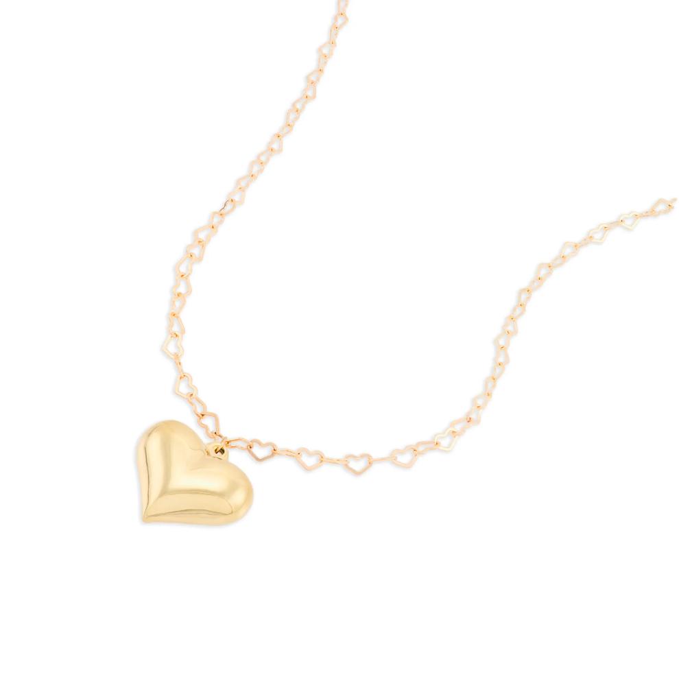 Heart Pendant on Link Heart Chain in 10K Yellow Gold – Image 3 of 4