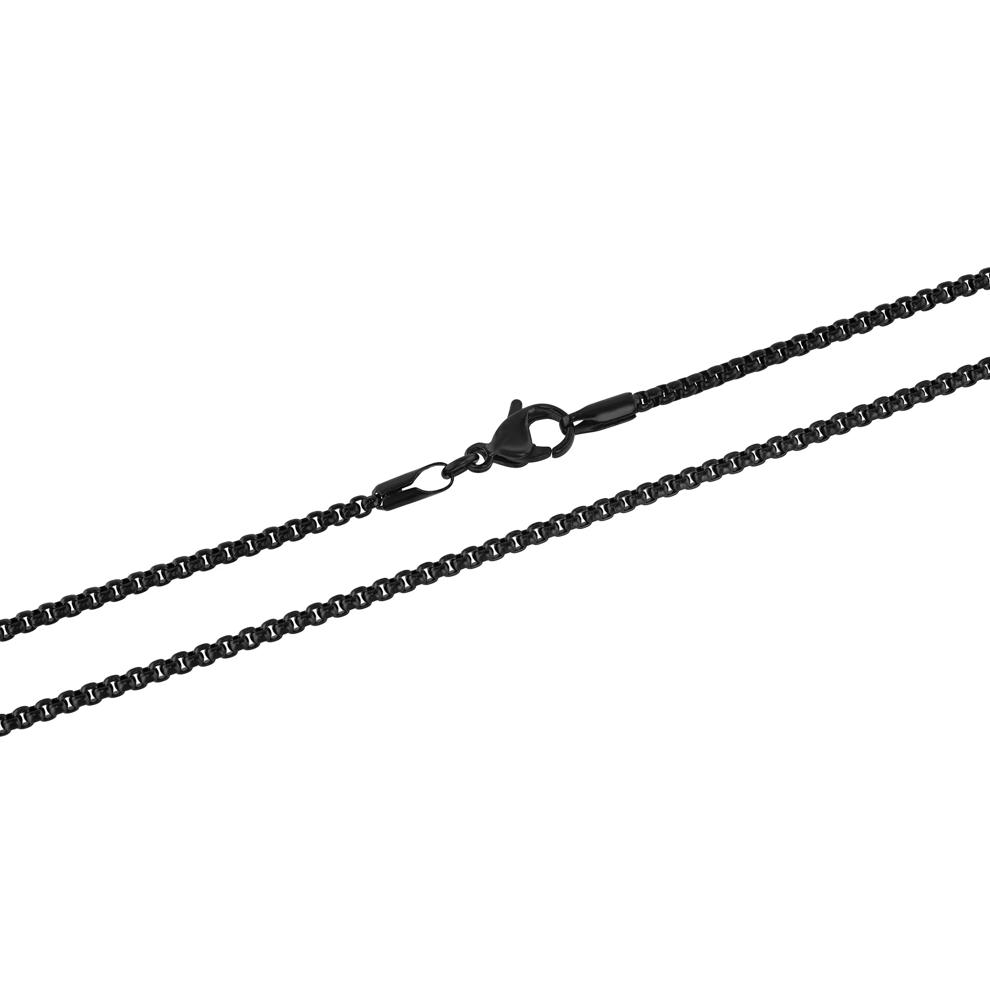 Men's Black Rolo Box Link Chain in Stainless Steel, 22" – Image 2 of 3