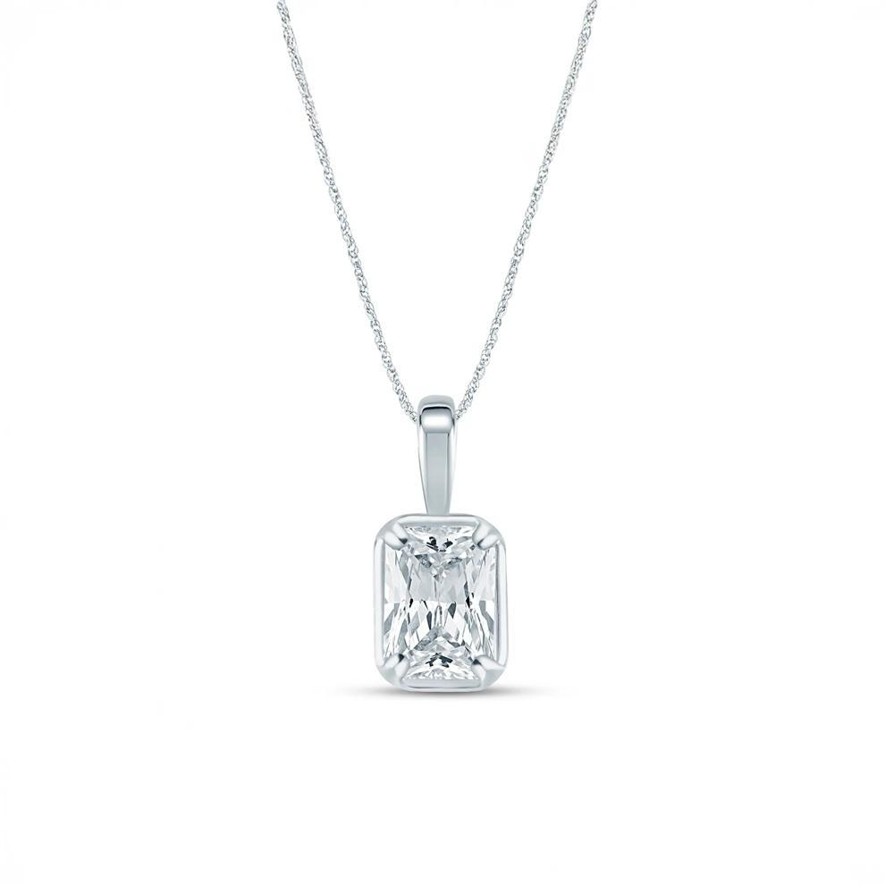 Lab Grown Diamond Radiant-Cut Pendant in 10K White Gold (1 1/2 ct. tw.) – Image 1 of 3