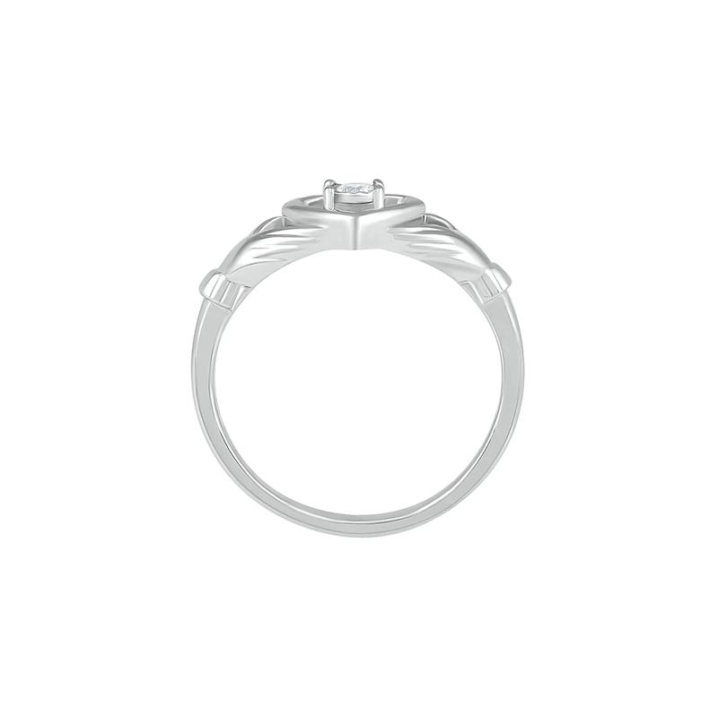 Diamond Claddagh Ring in Sterling Silver – Image 2 of 5