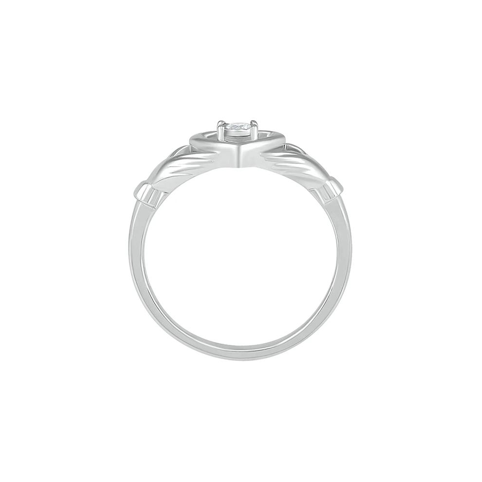 Diamond Claddagh Ring in Sterling Silver – Image 2 of 5
