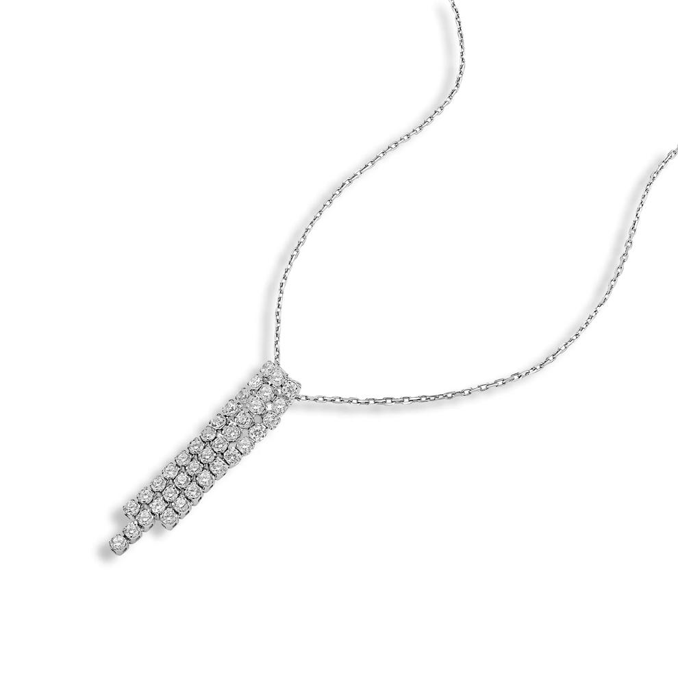 Diamond Three-Line Drop Pendant Necklace in 14K White Gold (1/2 ct. tw.) – Image 4 of 4