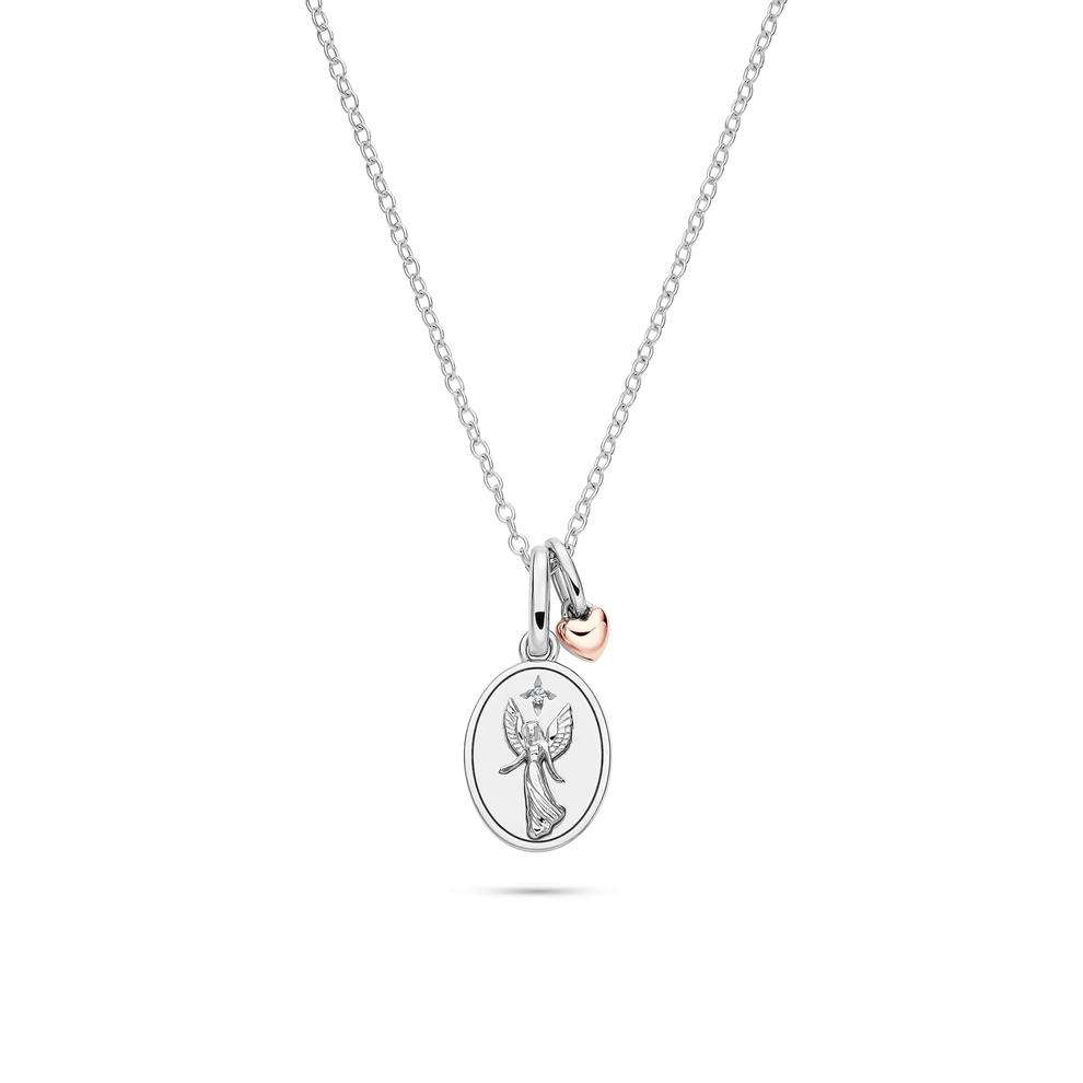 Lab Grown Diamond Accent Angel Pendant in Sterling Silver &amp; 10K Rose Gold – Image 1 of 5