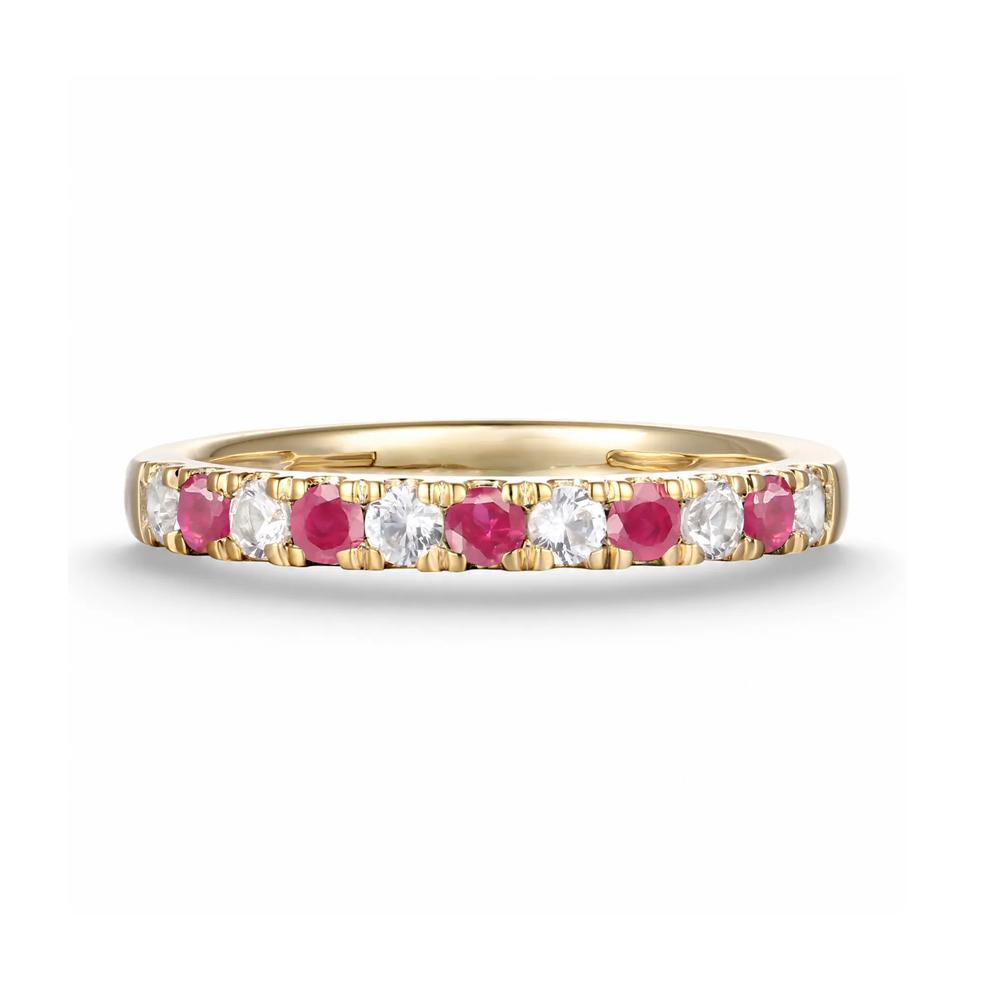Ruby &amp; Diamond Band in 10K Yellow Gold (1/4 ct. tw.) – Image 1 of 4