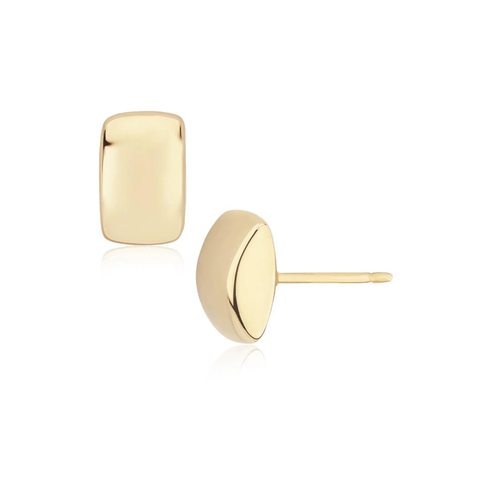 Curved Puffed Rectangular Stud Earrings in 14K Yellow Gold – Image 1 of 2
