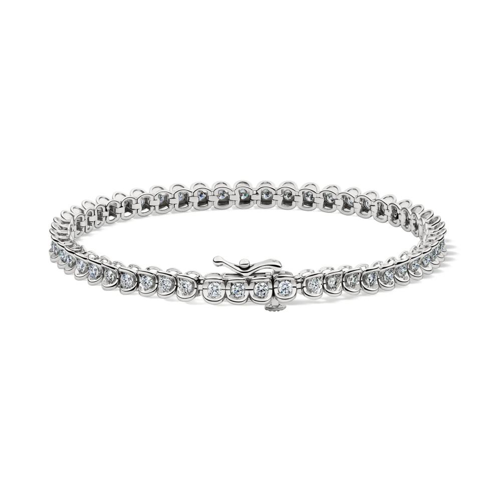 Diamond Tennis Bracelet with Half-Bezel Setting in 10K White Gold (2 ct. tw.) – Image 2 of 2