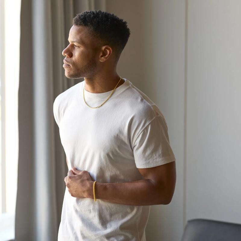 Men&#39;s Wheat Chain Bracelet in Vermeil – Image 9 of 9