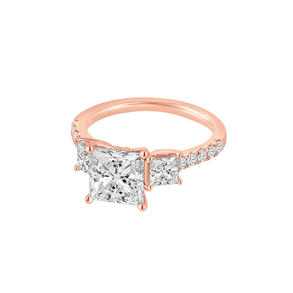 Lab Grown Diamond Princess-Cut Three-Stone Engagement Ring in 14K Rose Gold (3 ct. tw.) – Image 4 of 4
