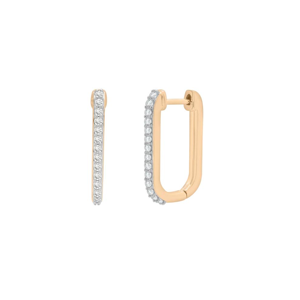 Diamond Rectangle Hoop Earrings in 10K Yellow Gold (1/4 ct. tw.) – Image 1 of 1
