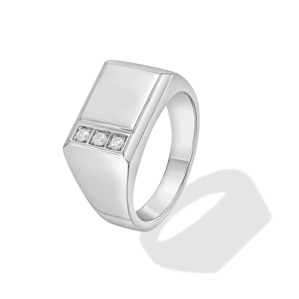 Men's Diamond Round Ring in Sterling Silver (1/8 ct. tw.) – Image 2 of 4