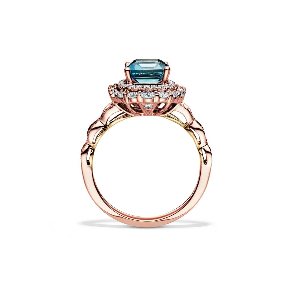 Olivia London Blue Topaz &amp; Diamond Engagement Ring in 14K rose gold (7/8 ct. tw.)  – Image 2 of 4