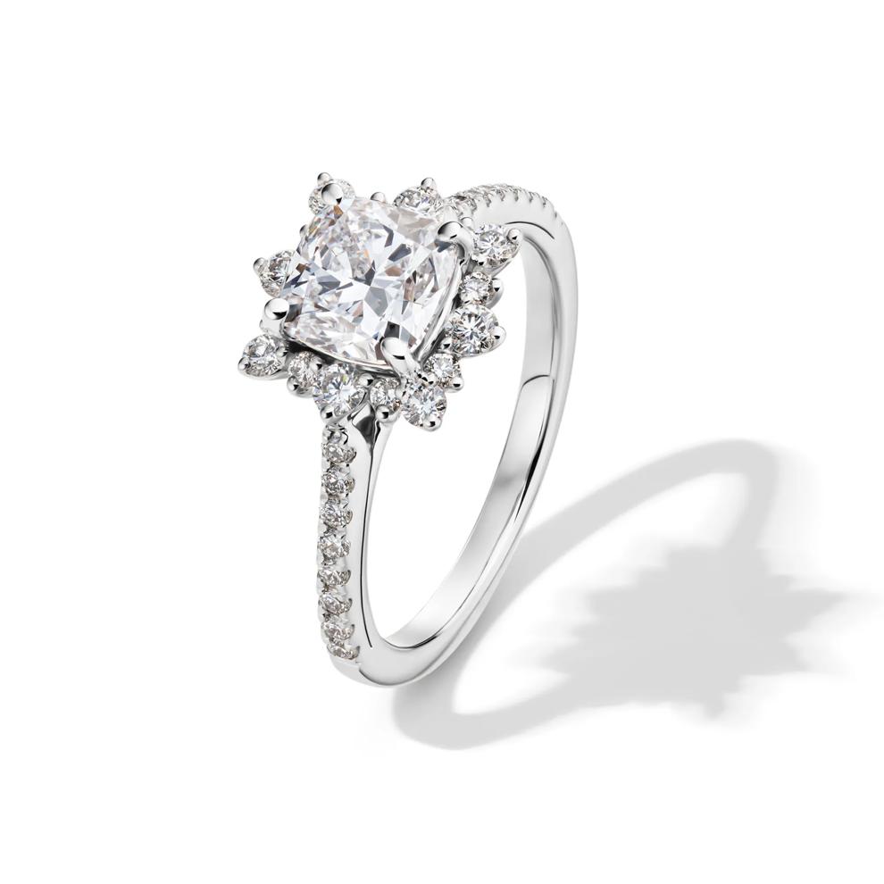 Valentina Cushion-Cut Lab Grown Diamond Halo Bridal Set in 14K White Gold (2 1/4 ct. tw.) – Image 4 of 6