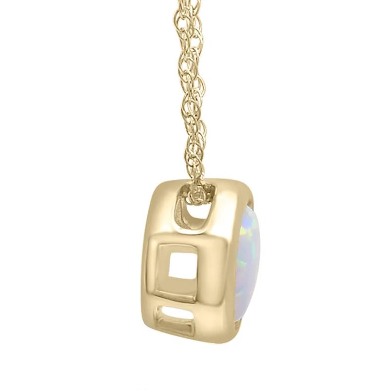 Lab-Created Opal Pendant with Round Shape in 10K Yellow Gold – Image 2 of 3