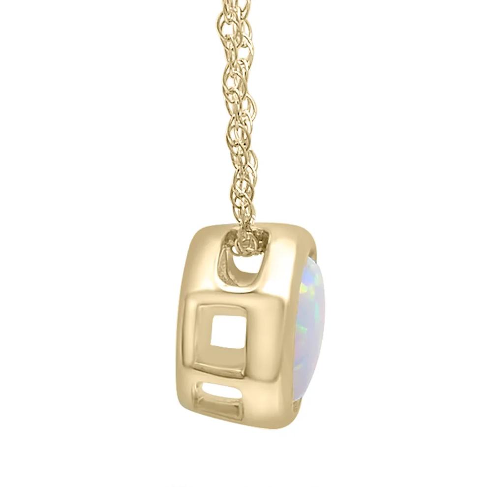 Lab-Created Opal Pendant with Round Shape in 10K Yellow Gold – Image 2 of 3