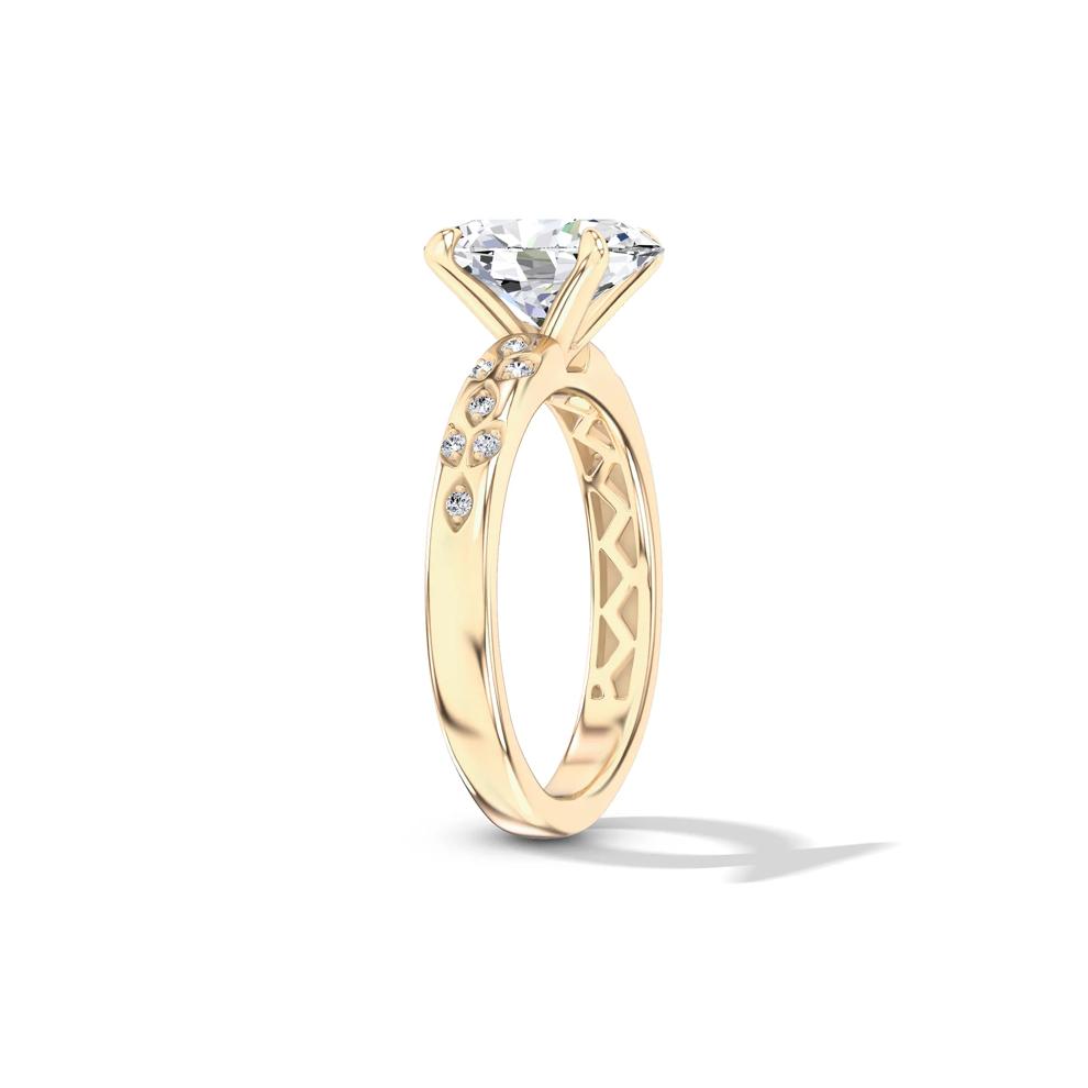 Lab Grown Diamond Oval Center Burnished Shank Engagement Ring in 14K Yellow Gold (2 ct. tw.) – Image 3 of 4