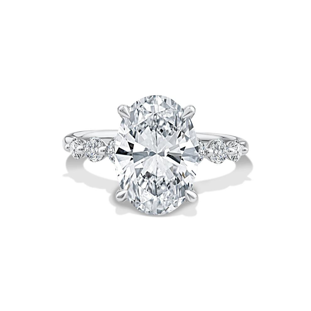 Lab Grown Diamond Oval Engagement Ring in 14K White Gold (4 5/8 ct. tw.) – Image 1 of 4