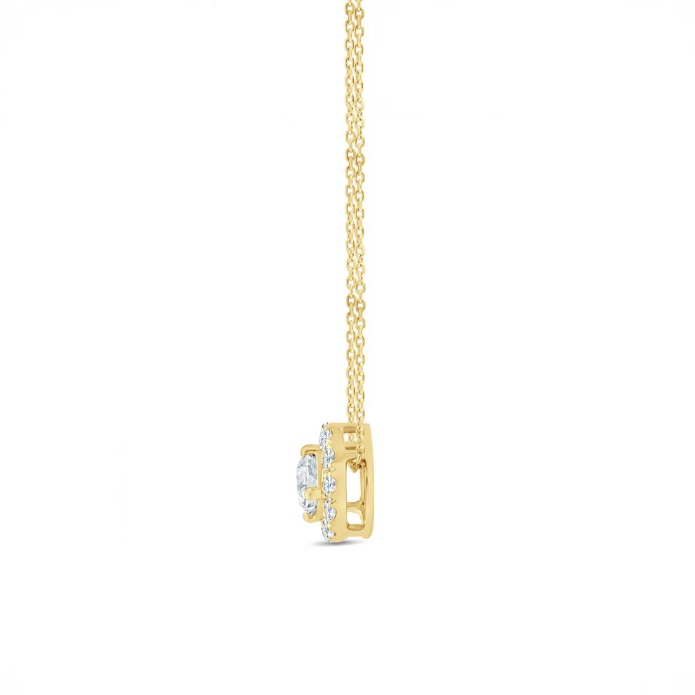 Lab Grown Diamond Halo Pendant in 14K Yellow Gold (1/2 ct. tw.) – Image 2 of 3