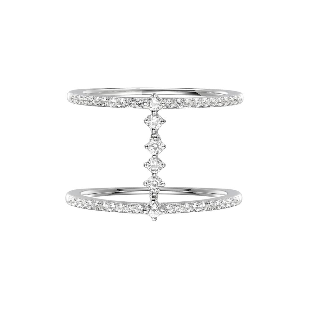 Diamond Double Band Stack Ring in 10K White Gold (1/3 ct. tw.) – Image 1 of 3