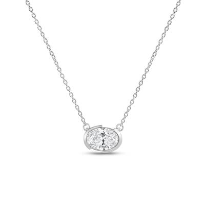 Lab Grown Diamond Oval Pendant in 14K White Gold (3/4 ct. tw.)