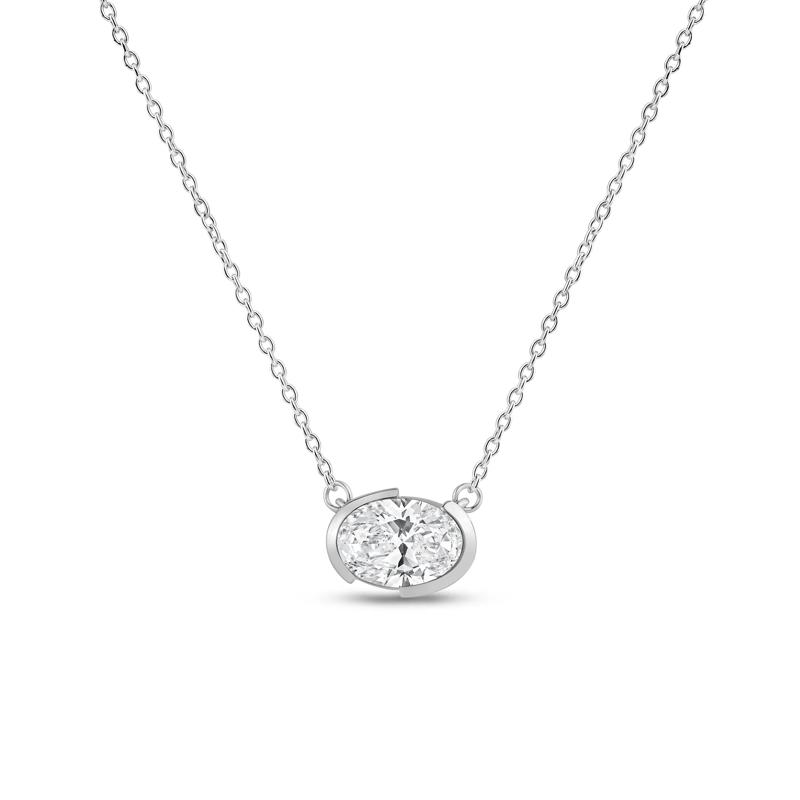 Lab Grown Diamond Oval Pendant in 14K White Gold &#40;3/4 ct. tw.&#41; – Image 1 of 3