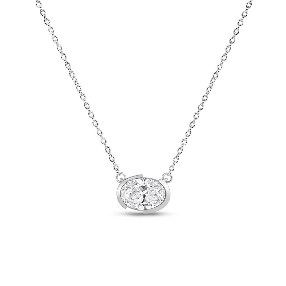 Lab Grown Diamond Oval Pendant in 14K White Gold (3/4 ct. tw.) – Image 1 of 3