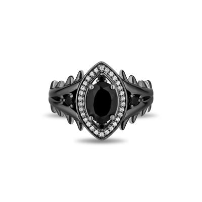 Maleficent Dyed Black Onyx and Diamond Ring in Sterling Silver